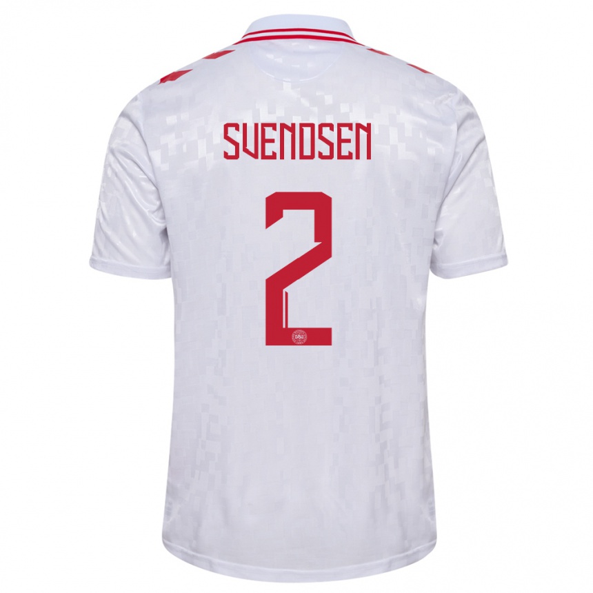 Niño Fútbol Camiseta Dinamarca Oliver Svendsen #2 Blanco 2ª Equipación 24-26 México