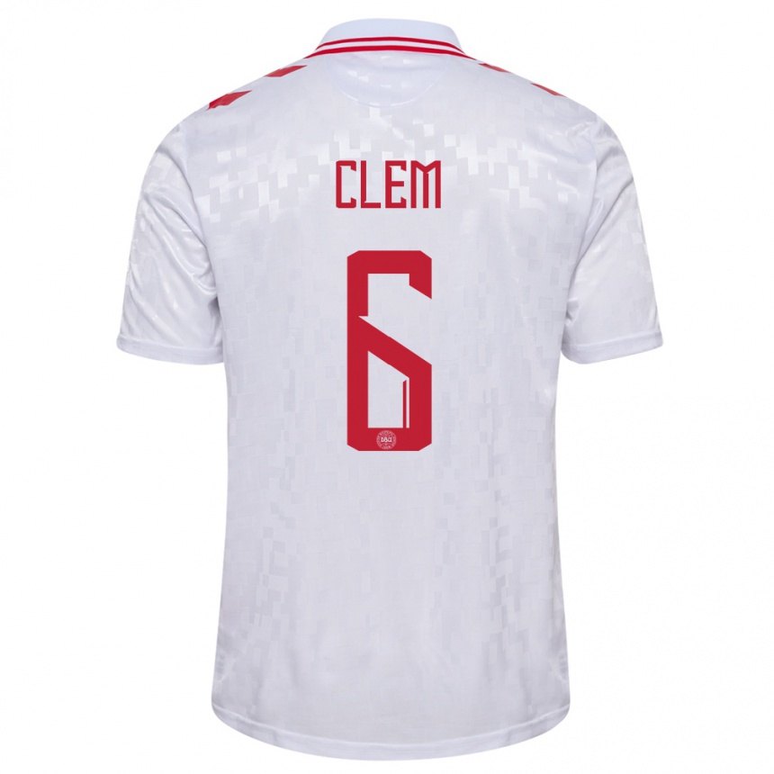 Niño Fútbol Camiseta Dinamarca William Clem #6 Blanco 2ª Equipación 24-26 México