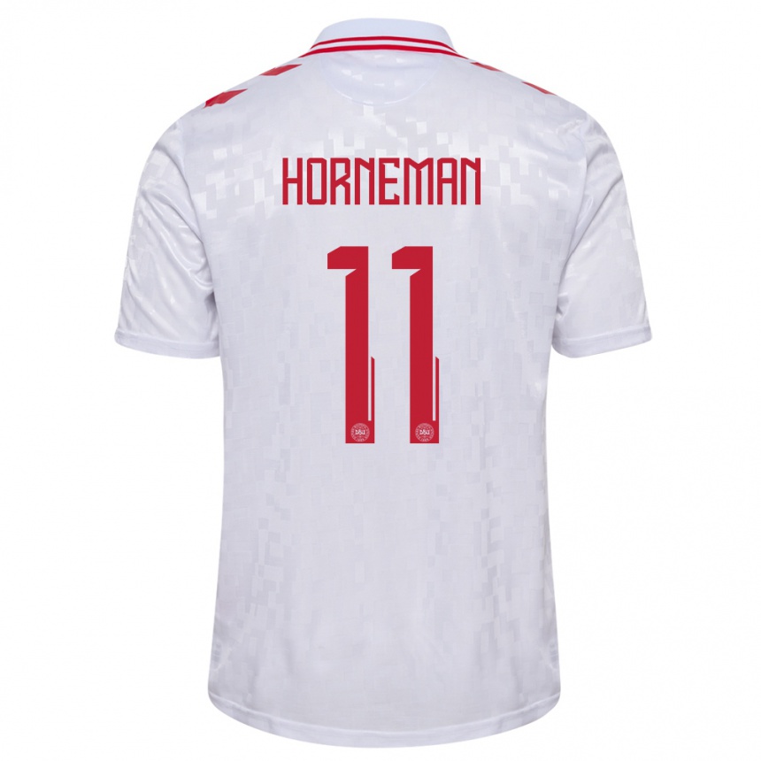 Niño Fútbol Camiseta Dinamarca Charly Horneman #11 Blanco 2ª Equipación 24-26 México