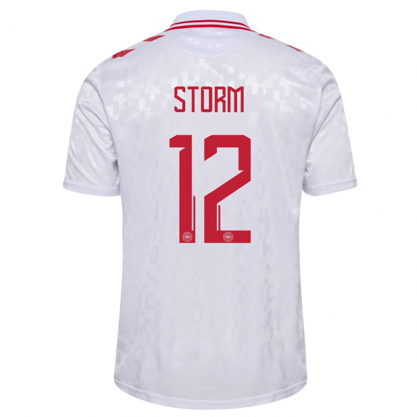 Niño Fútbol Camiseta Dinamarca Tobias Storm #12 Blanco 2ª Equipación 24-26 México