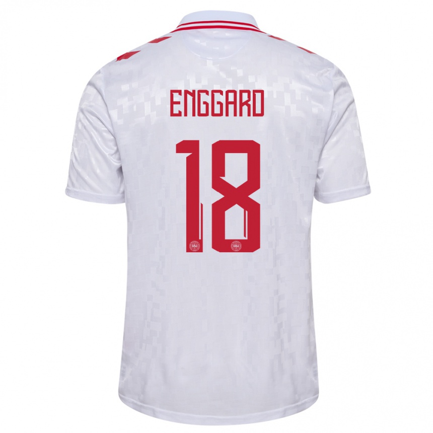 Niño Fútbol Camiseta Dinamarca Mads Enggard #18 Blanco 2ª Equipación 24-26 México