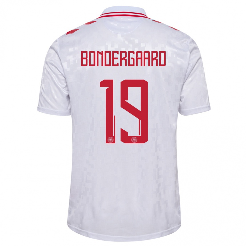 Niño Fútbol Camiseta Dinamarca Asbjorn Bondergaard #19 Blanco 2ª Equipación 24-26 México