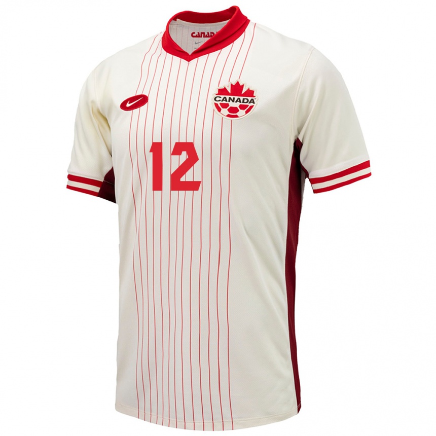 Niño Fútbol Camiseta Canadá Jacen Russell-Rowe #12 Blanco 2ª Equipación 24-26 México