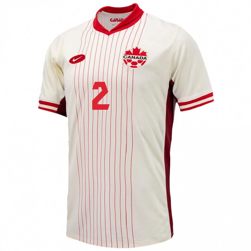 Niño Fútbol Camiseta Canadá Sydney Collins #2 Blanco 2ª Equipación 24-26 México