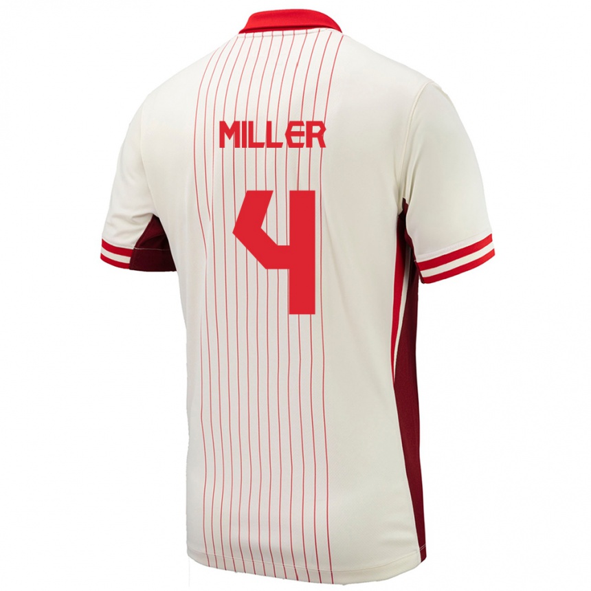 Niño Fútbol Camiseta Canadá Kamal Miller #4 Blanco 2ª Equipación 24-26 México