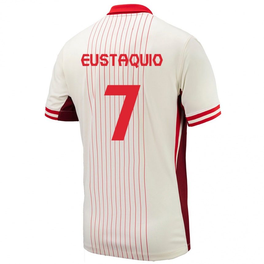 Niño Fútbol Camiseta Canadá Stephen Eustaquio #7 Blanco 2ª Equipación 24-26 México