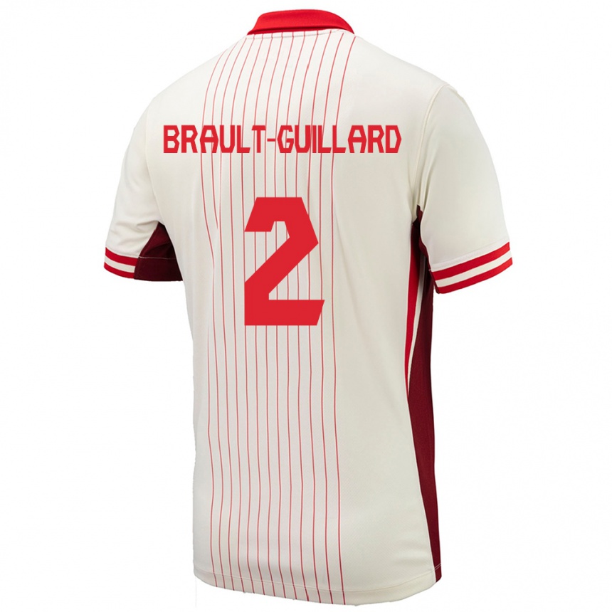 Niño Fútbol Camiseta Canadá Zachary Brault-Guillard #2 Blanco 2ª Equipación 24-26 México