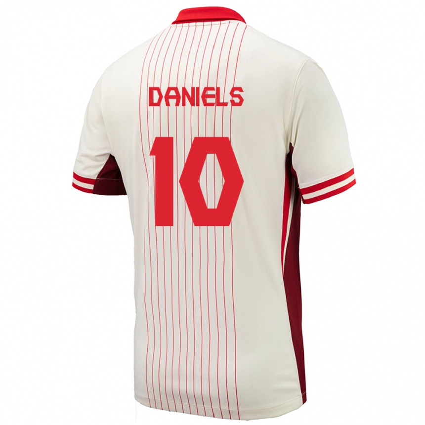 Niño Fútbol Camiseta Canadá Aidan Daniels #10 Blanco 2ª Equipación 24-26 México