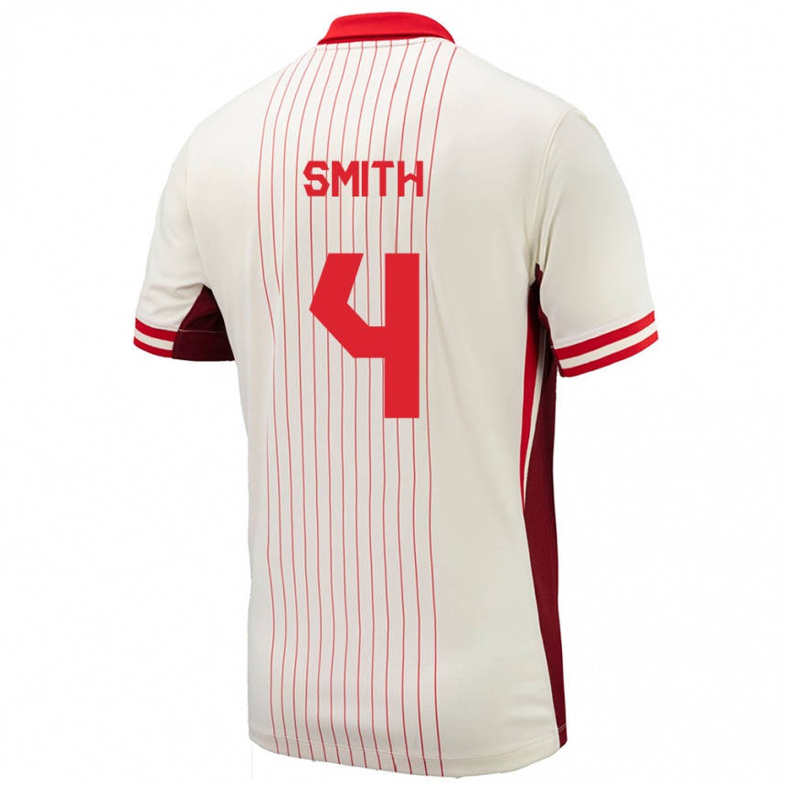 Niño Fútbol Camiseta Canadá Justin Smith #4 Blanco 2ª Equipación 24-26 México