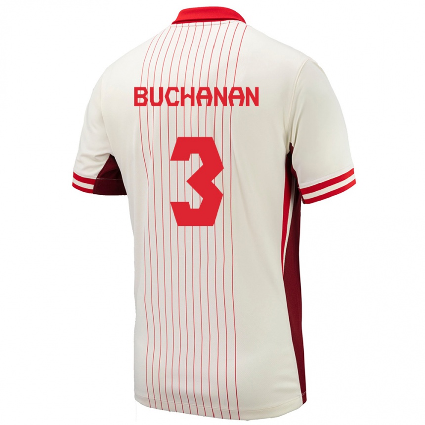 Niño Fútbol Camiseta Canadá Kadeisha Buchanan #3 Blanco 2ª Equipación 24-26 México