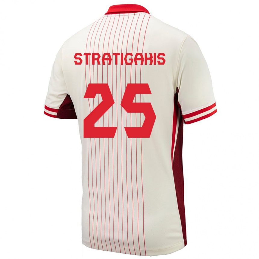 Niño Fútbol Camiseta Canadá Sarah Stratigakis #25 Blanco 2ª Equipación 24-26 México