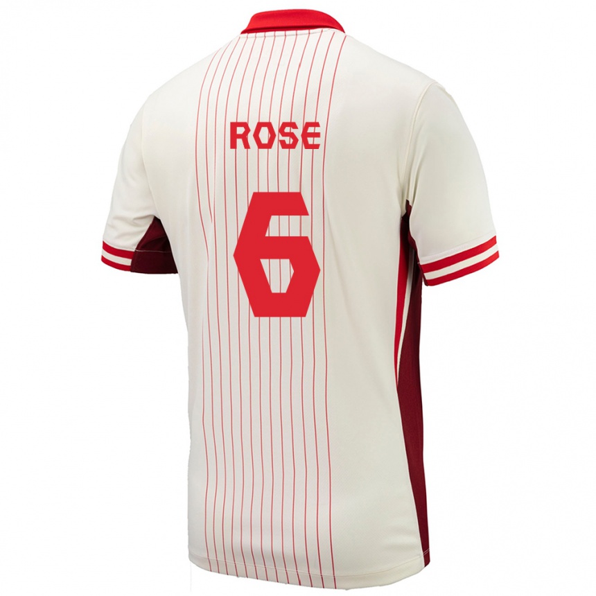 Niño Fútbol Camiseta Canadá Deanne Rose #6 Blanco 2ª Equipación 24-26 México