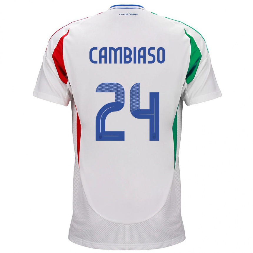 Niño Fútbol Camiseta Italia Andrea Cambiaso #24 Blanco 2ª Equipación 24-26 México