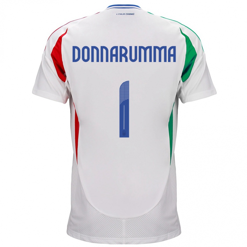 Niño Fútbol Camiseta Italia Gianluigi Donnarumma #1 Blanco 2ª Equipación 24-26 México