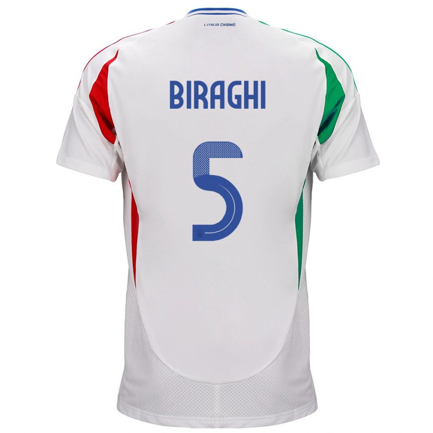 Niño Fútbol Camiseta Italia Cristiano Biraghi #5 Blanco 2ª Equipación 24-26 México