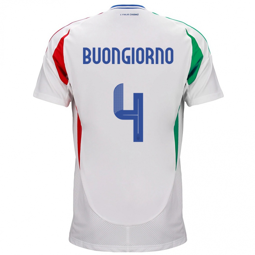 Niño Fútbol Camiseta Italia Alessandro Buongiorno #4 Blanco 2ª Equipación 24-26 México