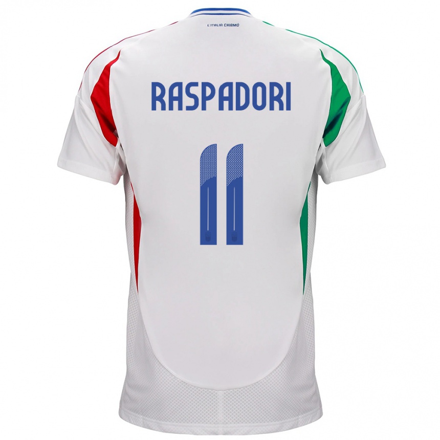 Niño Fútbol Camiseta Italia Giacomo Raspadori #11 Blanco 2ª Equipación 24-26 México