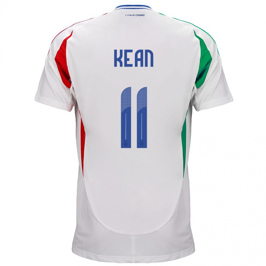 Niño Fútbol Camiseta Italia Moise Kean #11 Blanco 2ª Equipación 24-26 México