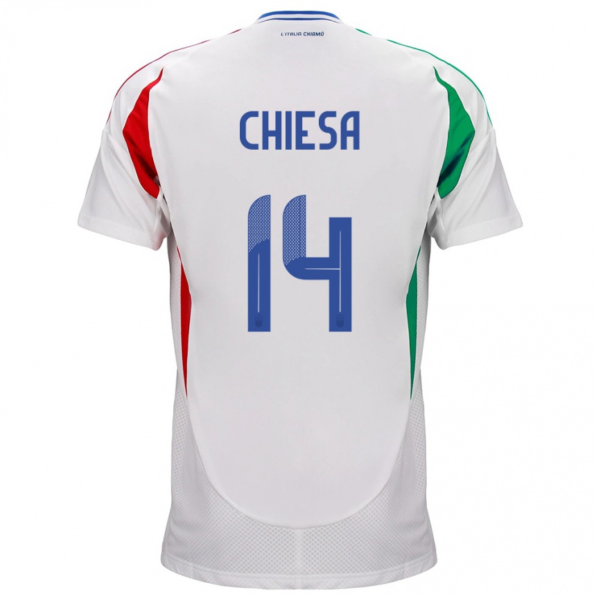 Niño Fútbol Camiseta Italia Federico Chiesa #14 Blanco 2ª Equipación 24-26 México