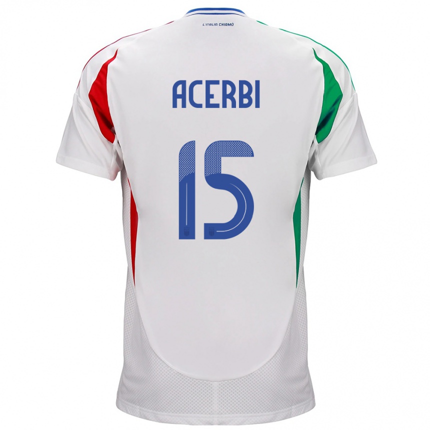 Niño Fútbol Camiseta Italia Francesco Acerbi #15 Blanco 2ª Equipación 24-26 México