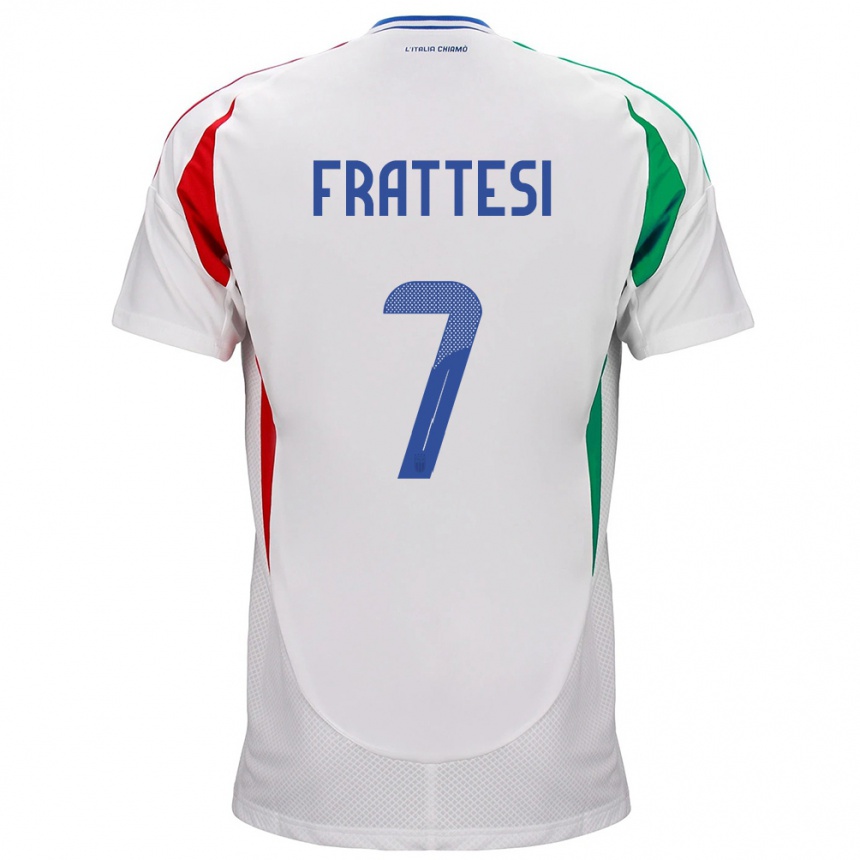 Niño Fútbol Camiseta Italia Davide Frattesi #7 Blanco 2ª Equipación 24-26 México