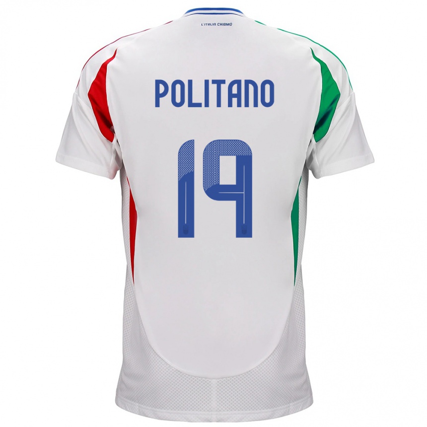 Niño Fútbol Camiseta Italia Matteo Politano #19 Blanco 2ª Equipación 24-26 México