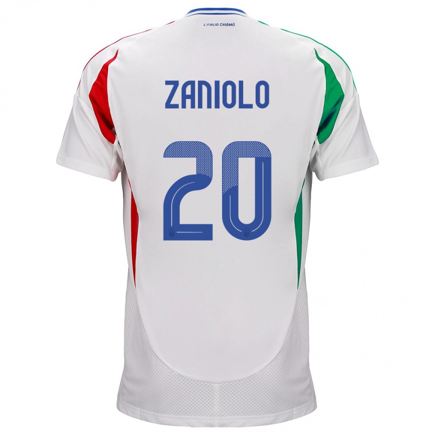 Niño Fútbol Camiseta Italia Nicolò Zaniolo #20 Blanco 2ª Equipación 24-26 México