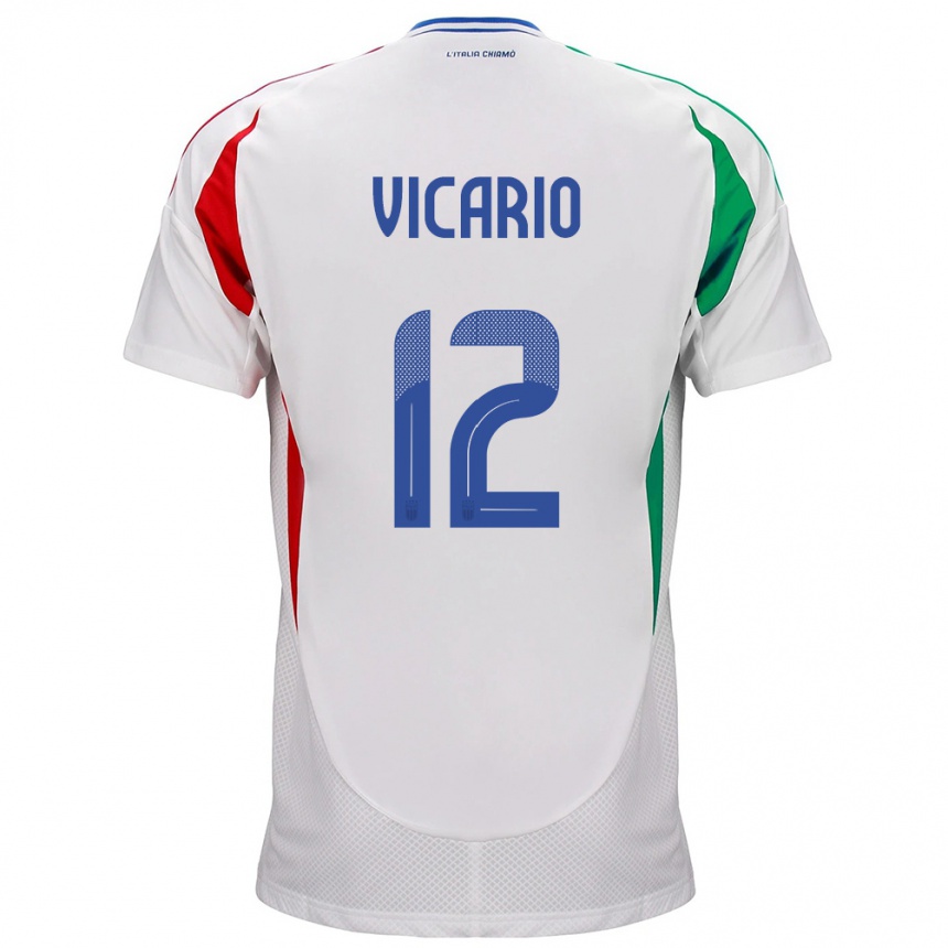 Niño Fútbol Camiseta Italia Guglielmo Vicario #12 Blanco 2ª Equipación 24-26 México