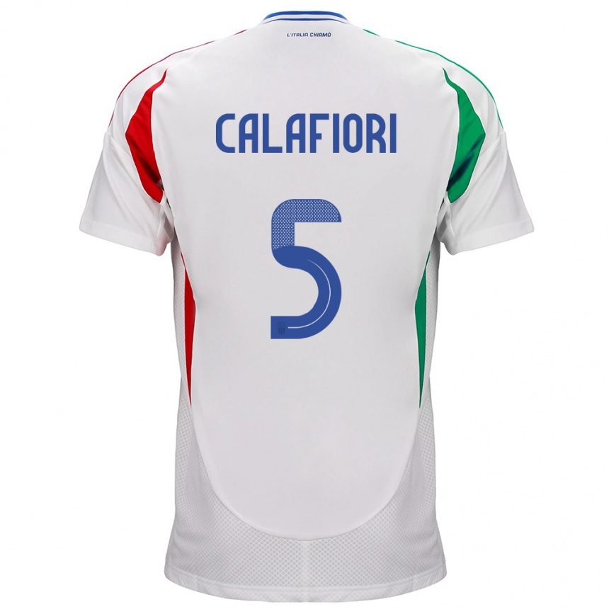 Niño Fútbol Camiseta Italia Riccardo Calafiori #5 Blanco 2ª Equipación 24-26 México