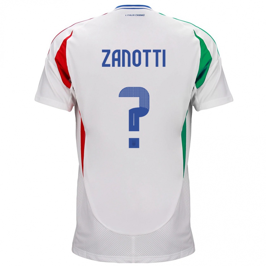 Niño Fútbol Camiseta Italia Mattia Zanotti #0 Blanco 2ª Equipación 24-26 México