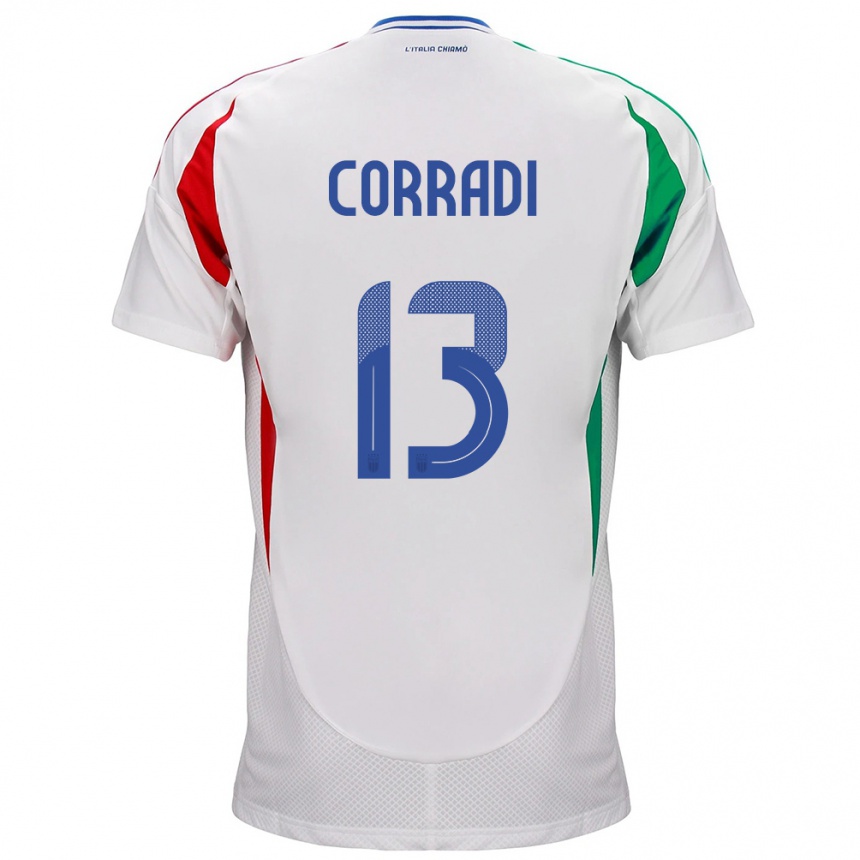 Niño Fútbol Camiseta Italia Christian Corradi #13 Blanco 2ª Equipación 24-26 México