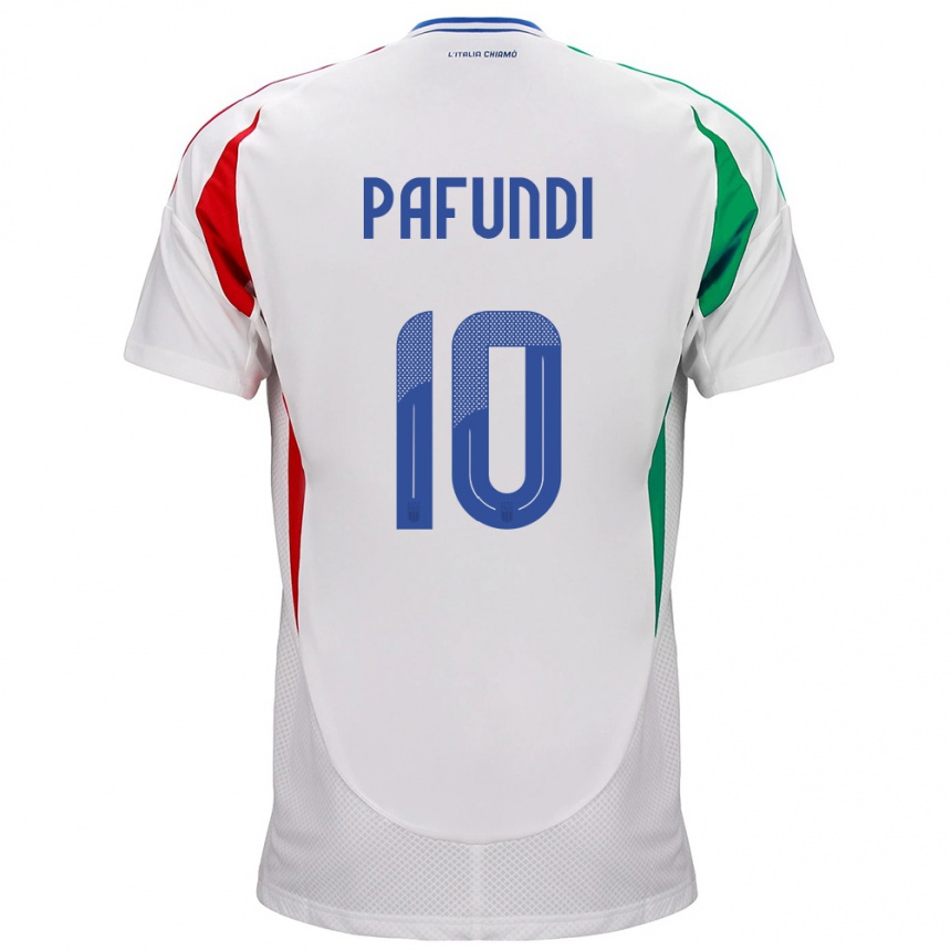 Niño Fútbol Camiseta Italia Simone Pafundi #10 Blanco 2ª Equipación 24-26 México