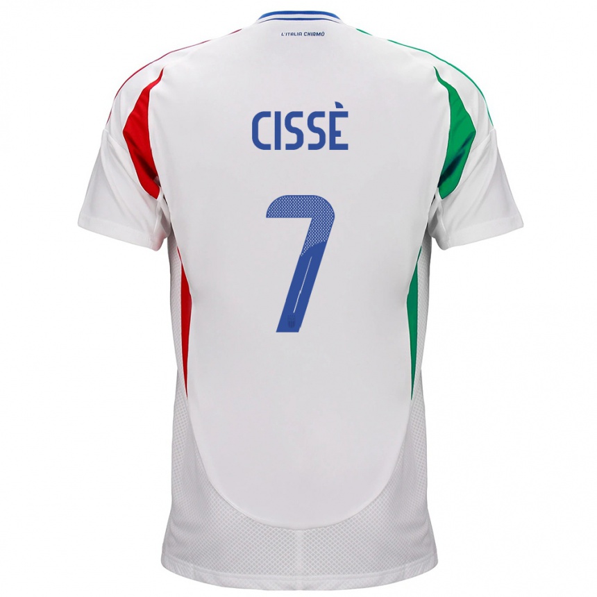 Niño Fútbol Camiseta Italia Alphadjo Cissè #7 Blanco 2ª Equipación 24-26 México