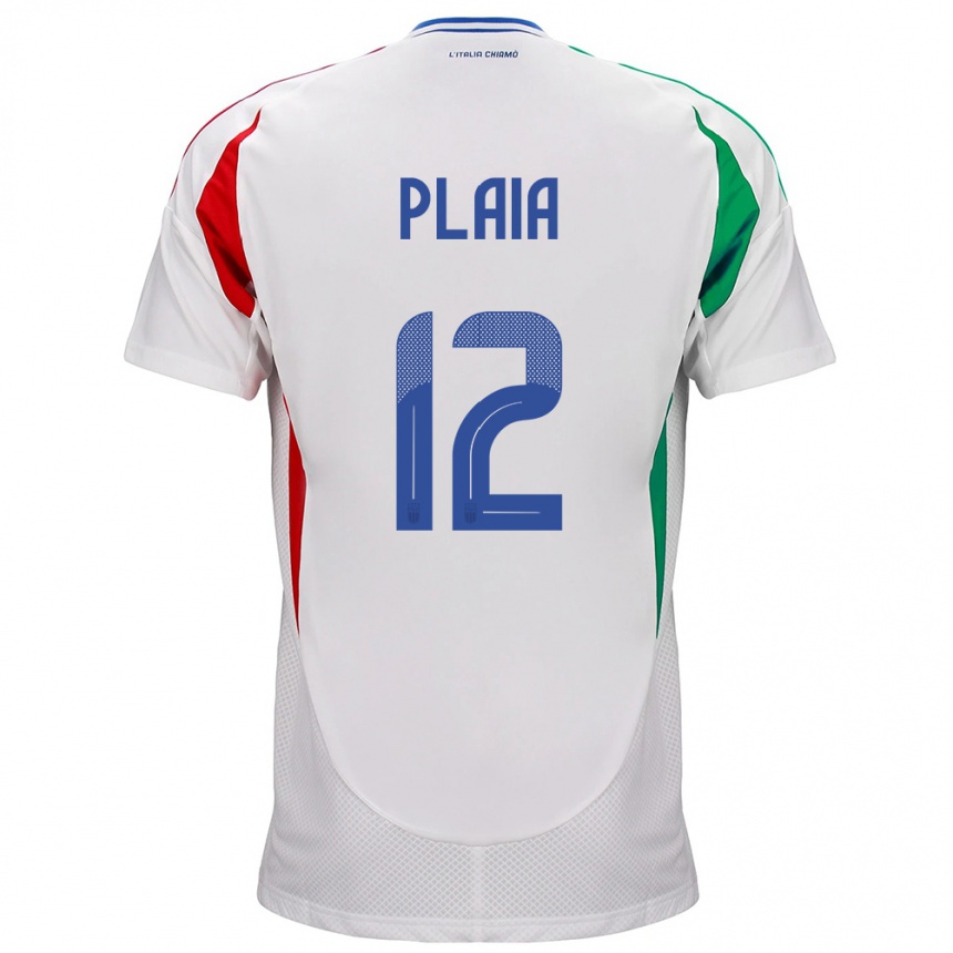 Niño Fútbol Camiseta Italia Francesco Plaia #12 Blanco 2ª Equipación 24-26 México