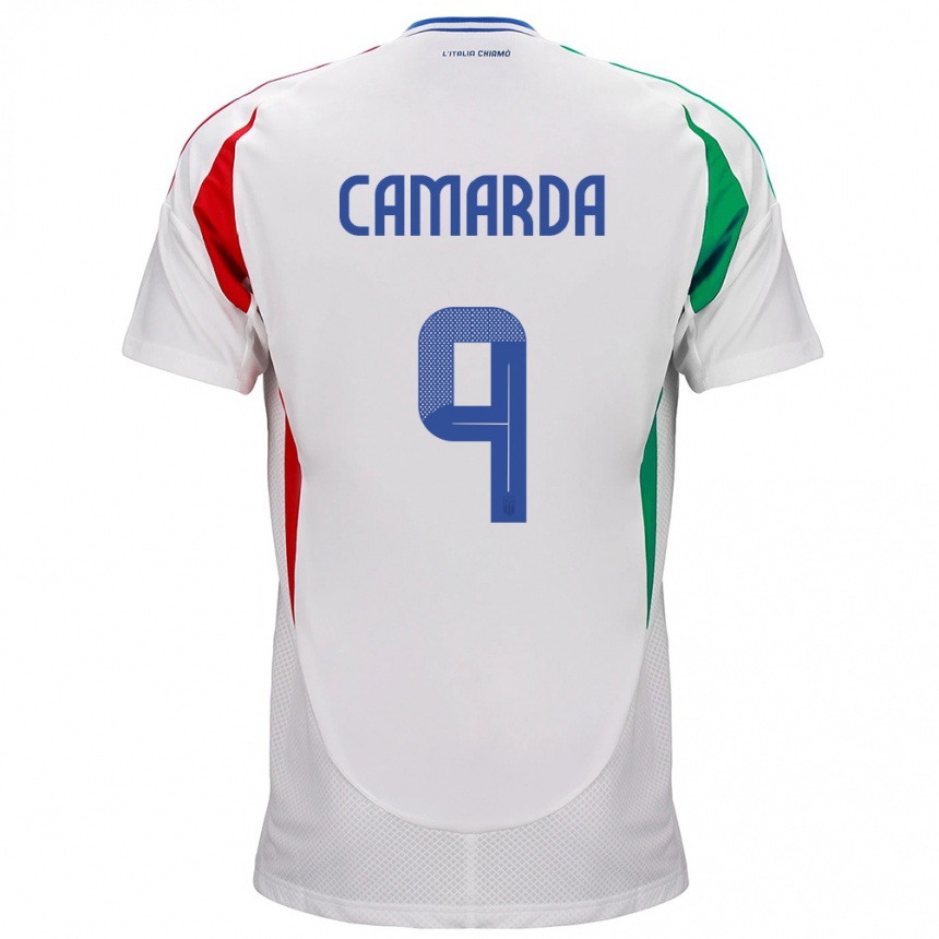 Niño Fútbol Camiseta Italia Francesco Camarda #9 Blanco 2ª Equipación 24-26 México