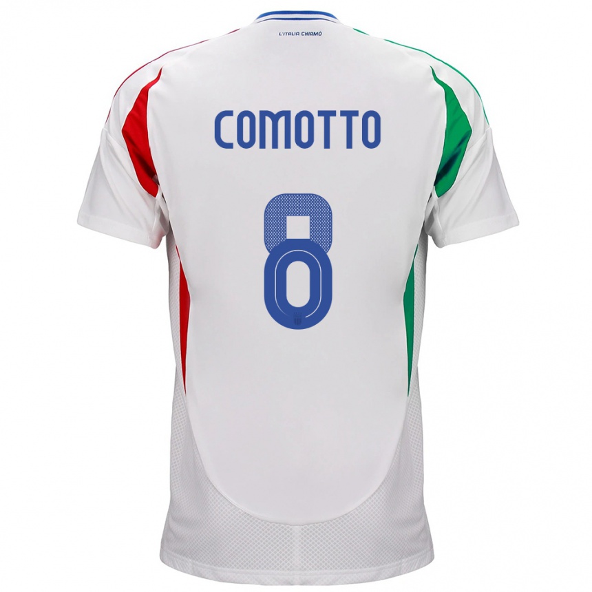 Niño Fútbol Camiseta Italia Christian Comotto #8 Blanco 2ª Equipación 24-26 México