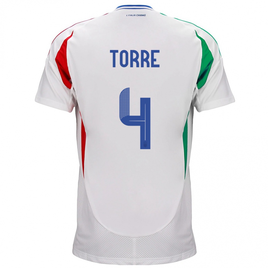 Niño Fútbol Camiseta Italia Pietro La Torre #4 Blanco 2ª Equipación 24-26 México