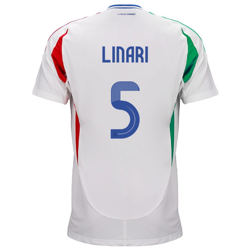 Niño Fútbol Camiseta Italia Elena Linari #5 Blanco 2ª Equipación 24-26 México