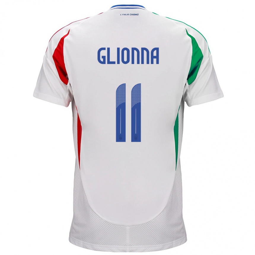 Niño Fútbol Camiseta Italia Benedetta Glionna #11 Blanco 2ª Equipación 24-26 México