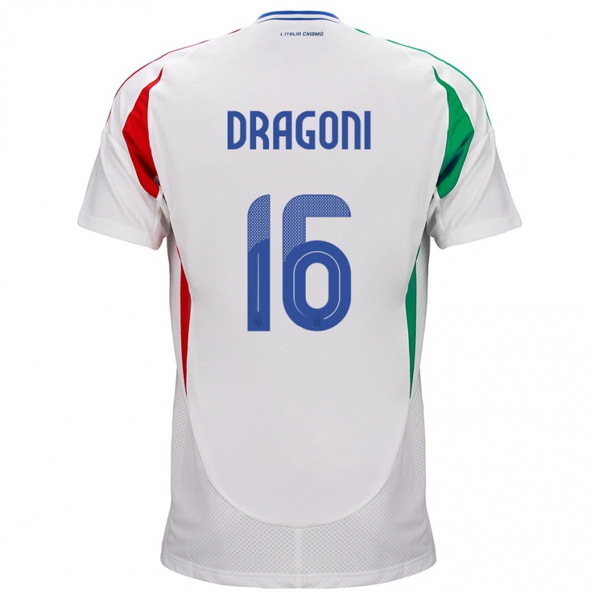 Niño Fútbol Camiseta Italia Giulia Dragoni #16 Blanco 2ª Equipación 24-26 México