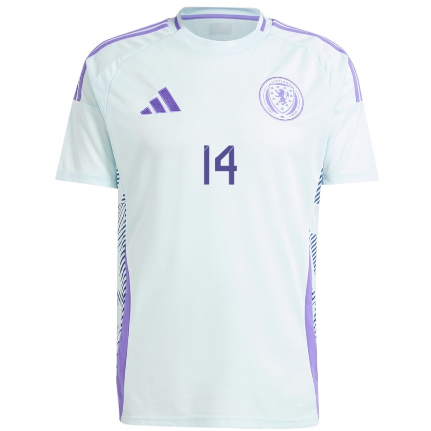 Niño Fútbol Camiseta Escocia Magnus Mackenzie #14 Azul Menta Claro 2ª Equipación 24-26 México