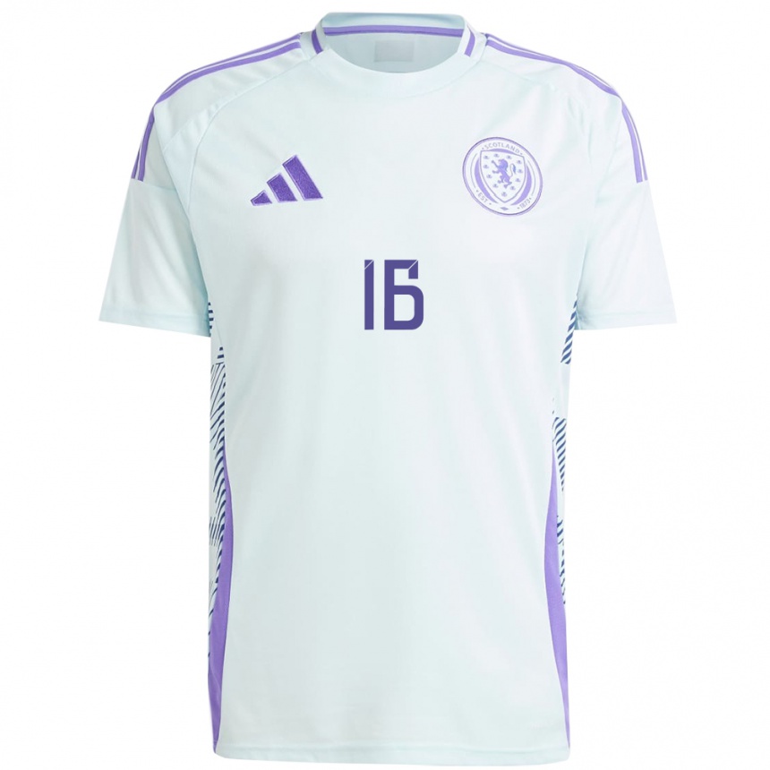 Niño Fútbol Camiseta Escocia Rory Whittaker #16 Azul Menta Claro 2ª Equipación 24-26 México