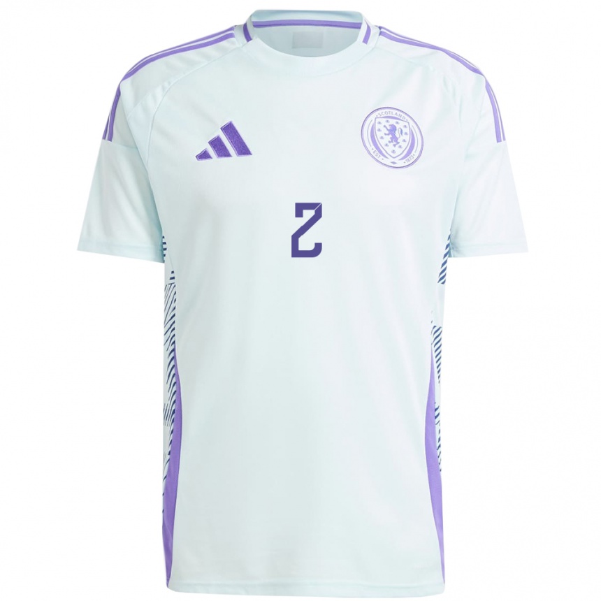 Niño Fútbol Camiseta Escocia Nathan Patterson #2 Azul Menta Claro 2ª Equipación 24-26 México