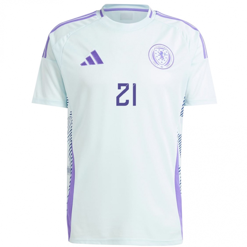 Niño Fútbol Camiseta Escocia Robby Mccrorie #21 Azul Menta Claro 2ª Equipación 24-26 México