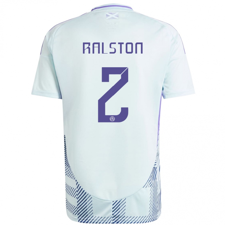 Niño Fútbol Camiseta Escocia Anthony Ralston #2 Azul Menta Claro 2ª Equipación 24-26 México