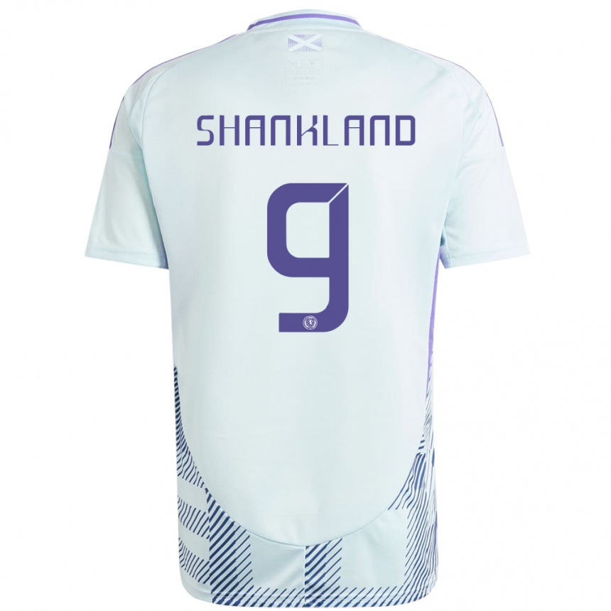 Niño Fútbol Camiseta Escocia Lawrence Shankland #9 Azul Menta Claro 2ª Equipación 24-26 México