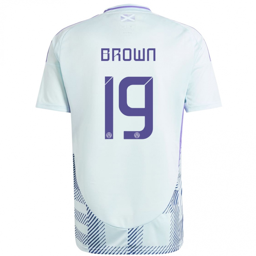 Niño Fútbol Camiseta Escocia Jacob Brown #19 Azul Menta Claro 2ª Equipación 24-26 México