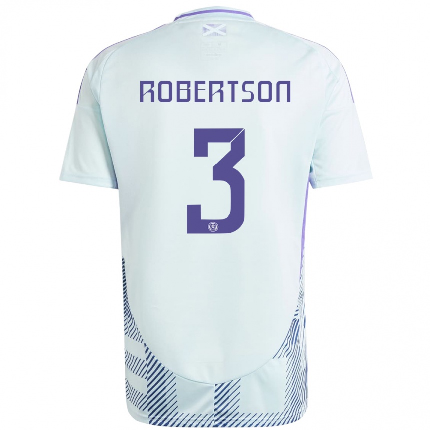 Niño Fútbol Camiseta Escocia Andrew Robertson #3 Azul Menta Claro 2ª Equipación 24-26 México