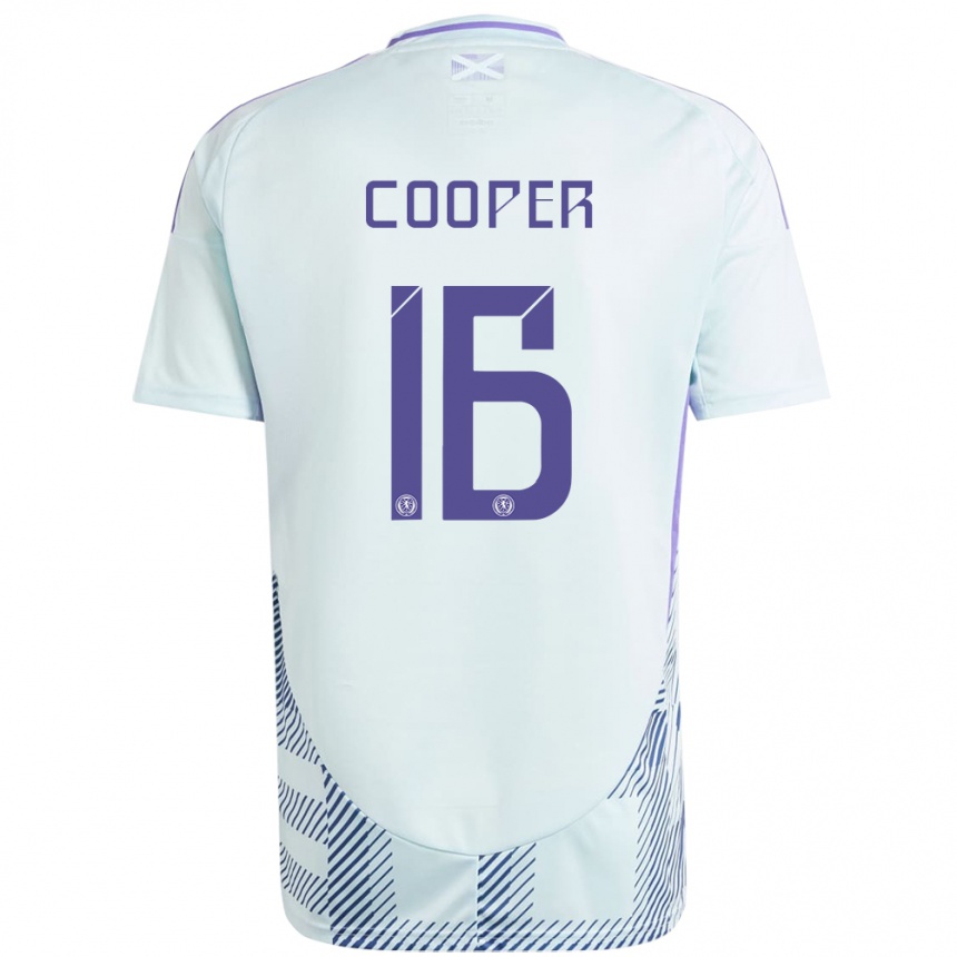 Niño Fútbol Camiseta Escocia Liam Cooper #16 Azul Menta Claro 2ª Equipación 24-26 México