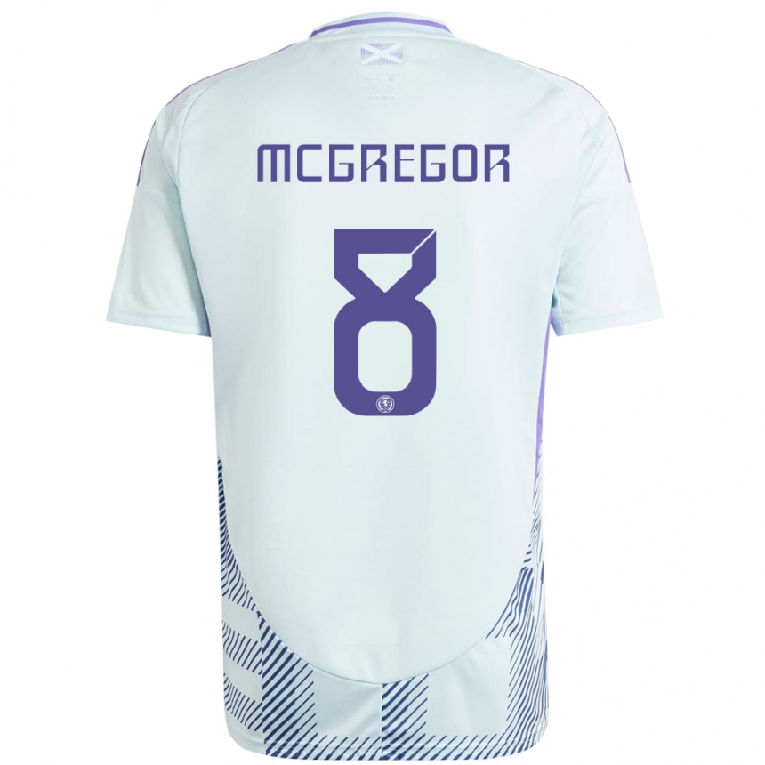 Niño Fútbol Camiseta Escocia Callum Mcgregor #8 Azul Menta Claro 2ª Equipación 24-26 México